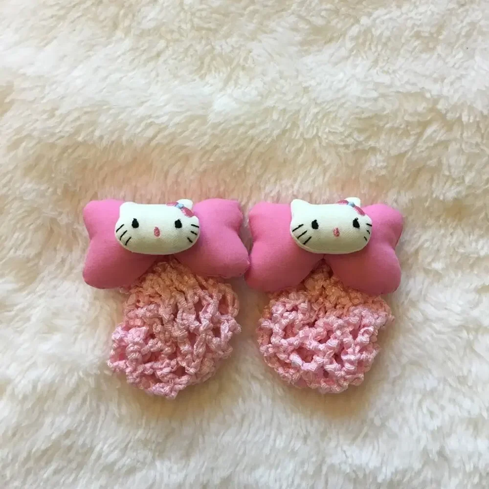 Vintage-Hello Kitty Pink Crochet Wrap Hair Clip Set